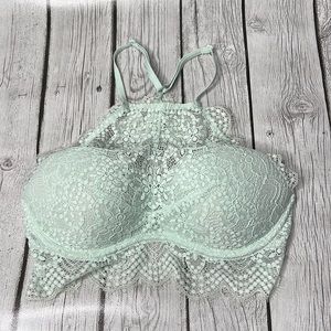 Pink Victoria’s Secret eyelash high neck push-up bralette size Small